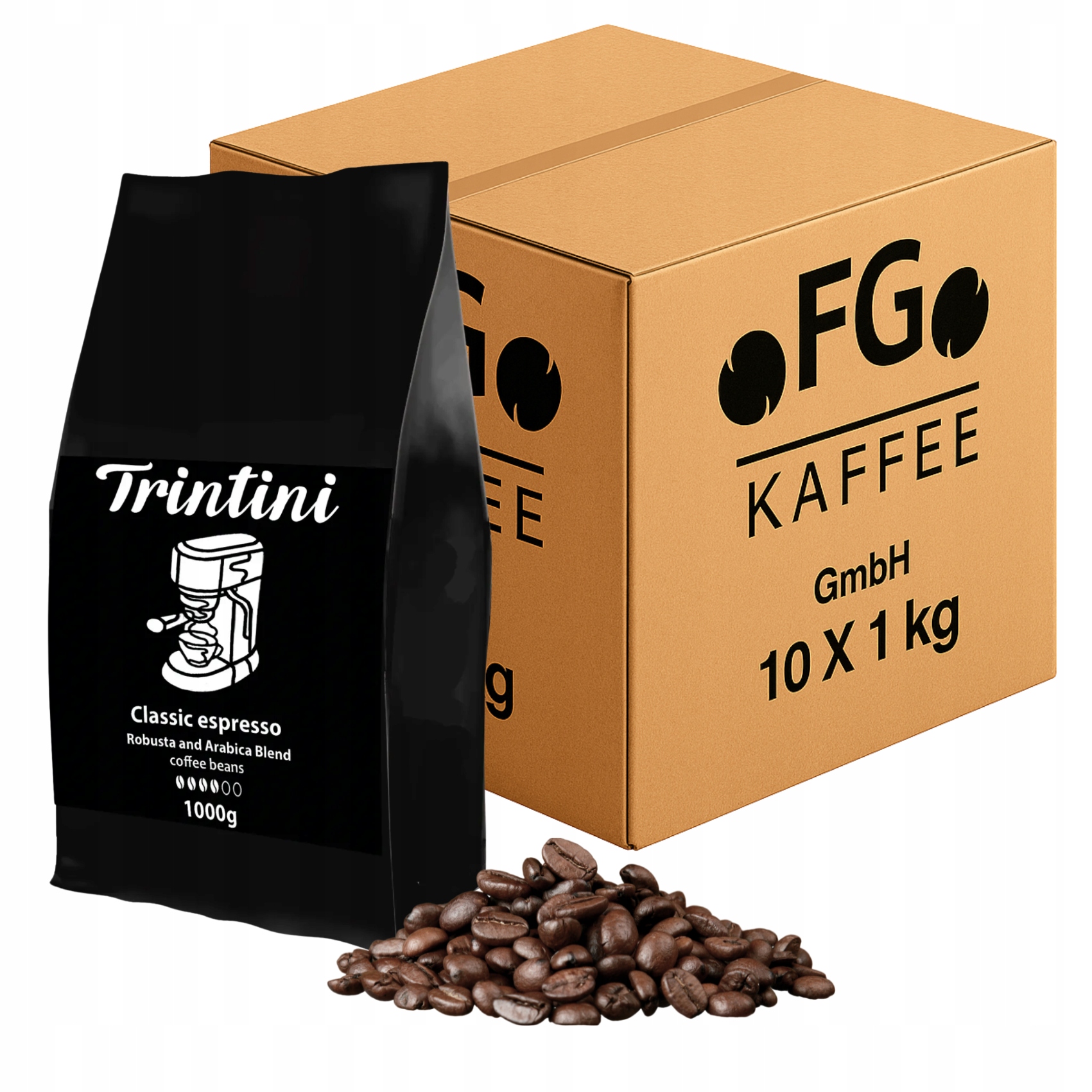 Levně Káva zrnková 10 kg Trintini Espresso Arabica a Robusta Čerstvě Vypálená