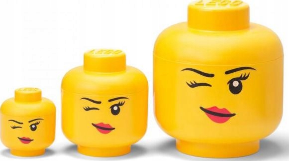 Pojemniki Lego Głowa Dziewczynka Oczko Duża, mała, mini zestaw 3szt.