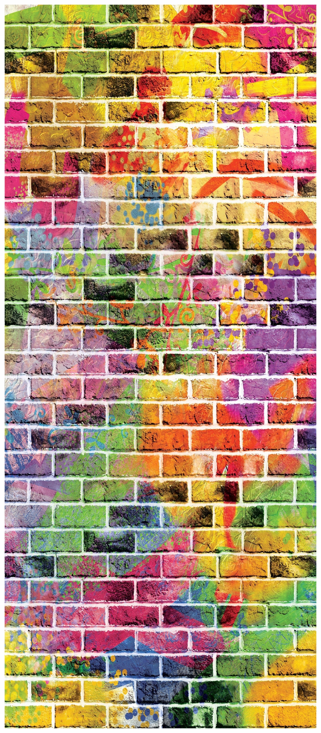 Samolepka Fototapeta Cihlová symfonie duhová cihla barevná textura 91x211