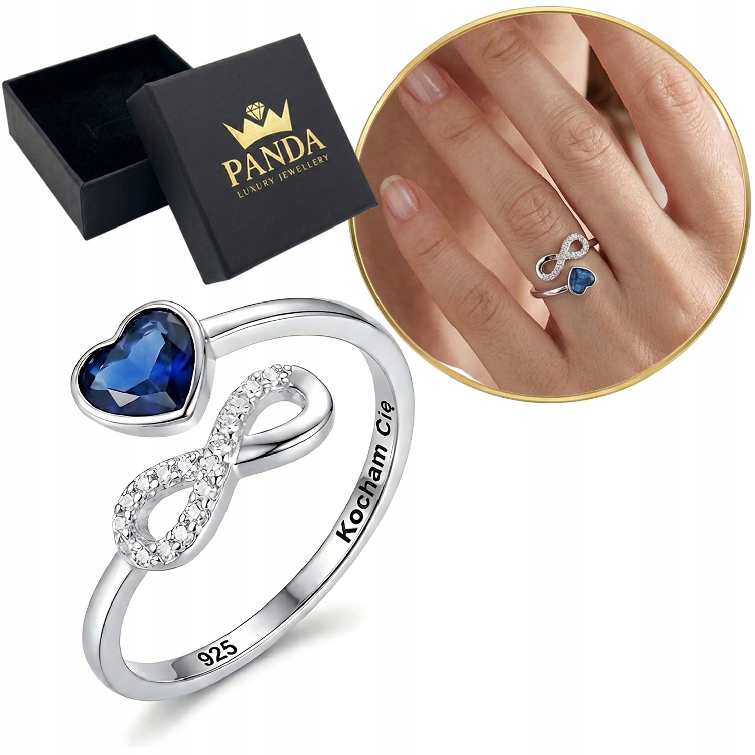 Stříbrný Prstýnek Srdce Nekonečno 925 Gravírování „Miluji tě“ Valentýna