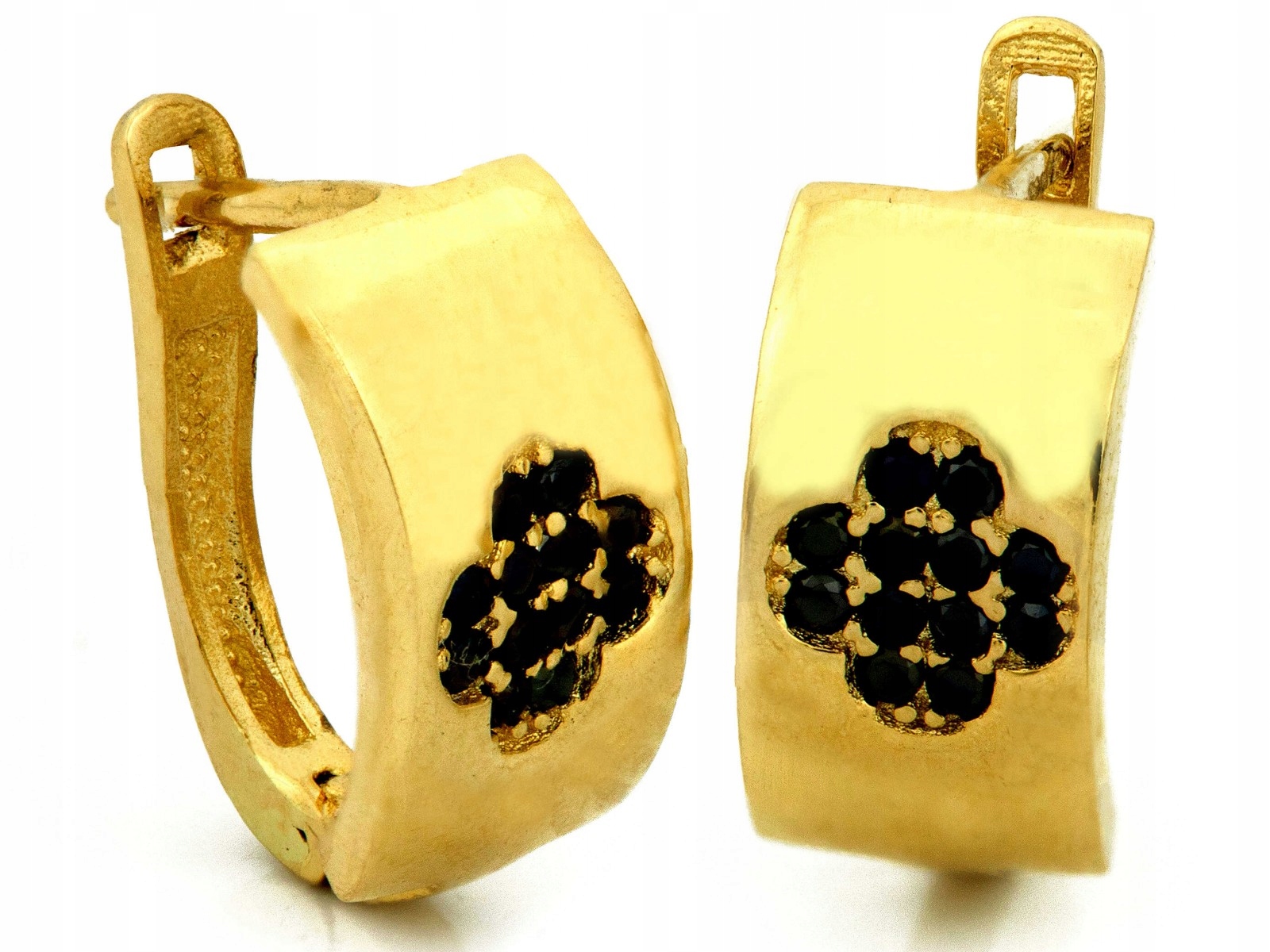 Dámské zlaté Náušnice 585 zirkon s květinovým vzorem, elegantní design