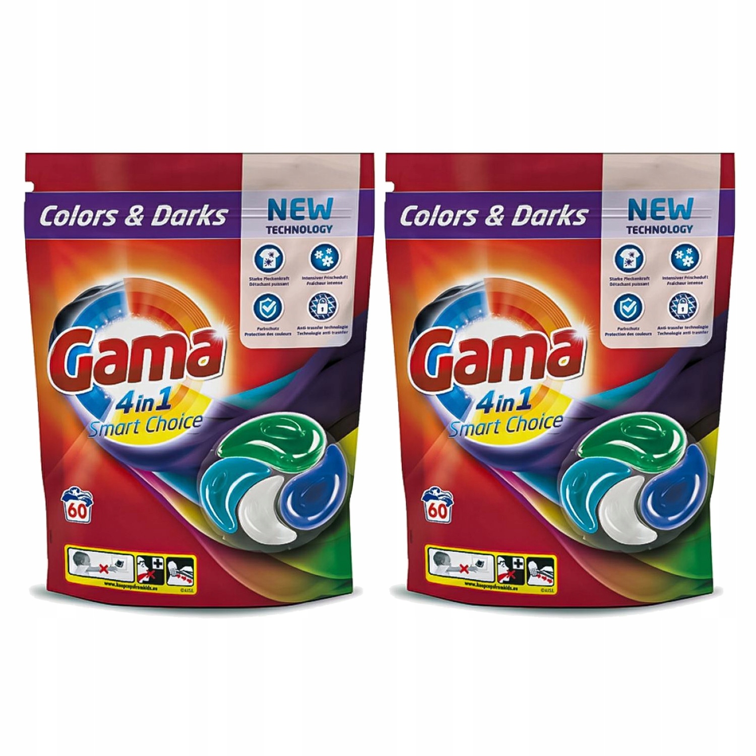 Levně 2x Kapsle na praní Gama 4v1 Smart Color&Darks 60ks