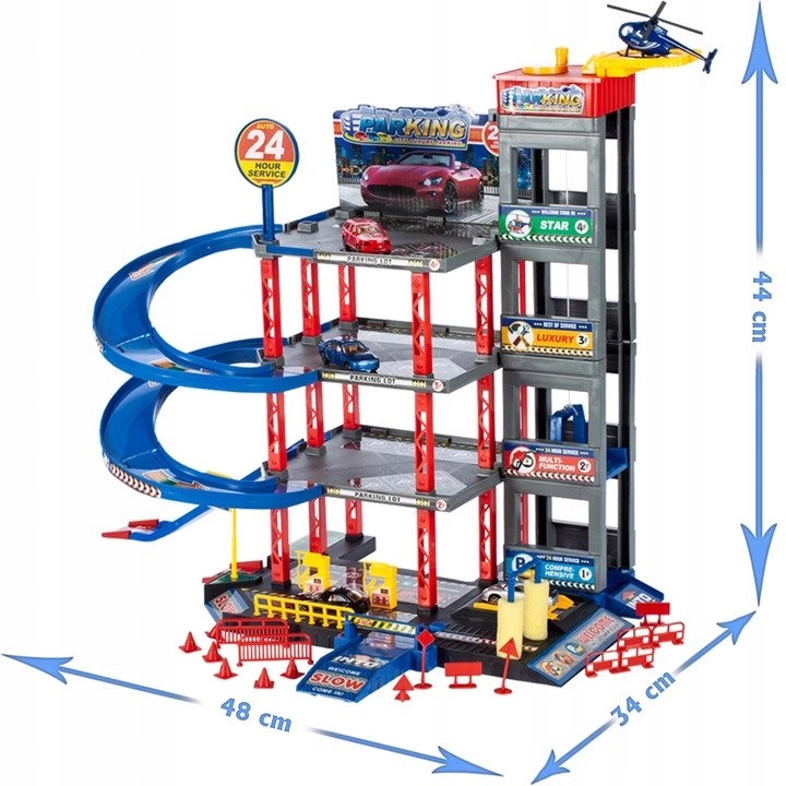 WIELOPOZIOMOWY PARKING SAMOCHODOWY Z WINDĄ + AUTA Materiał plastik
