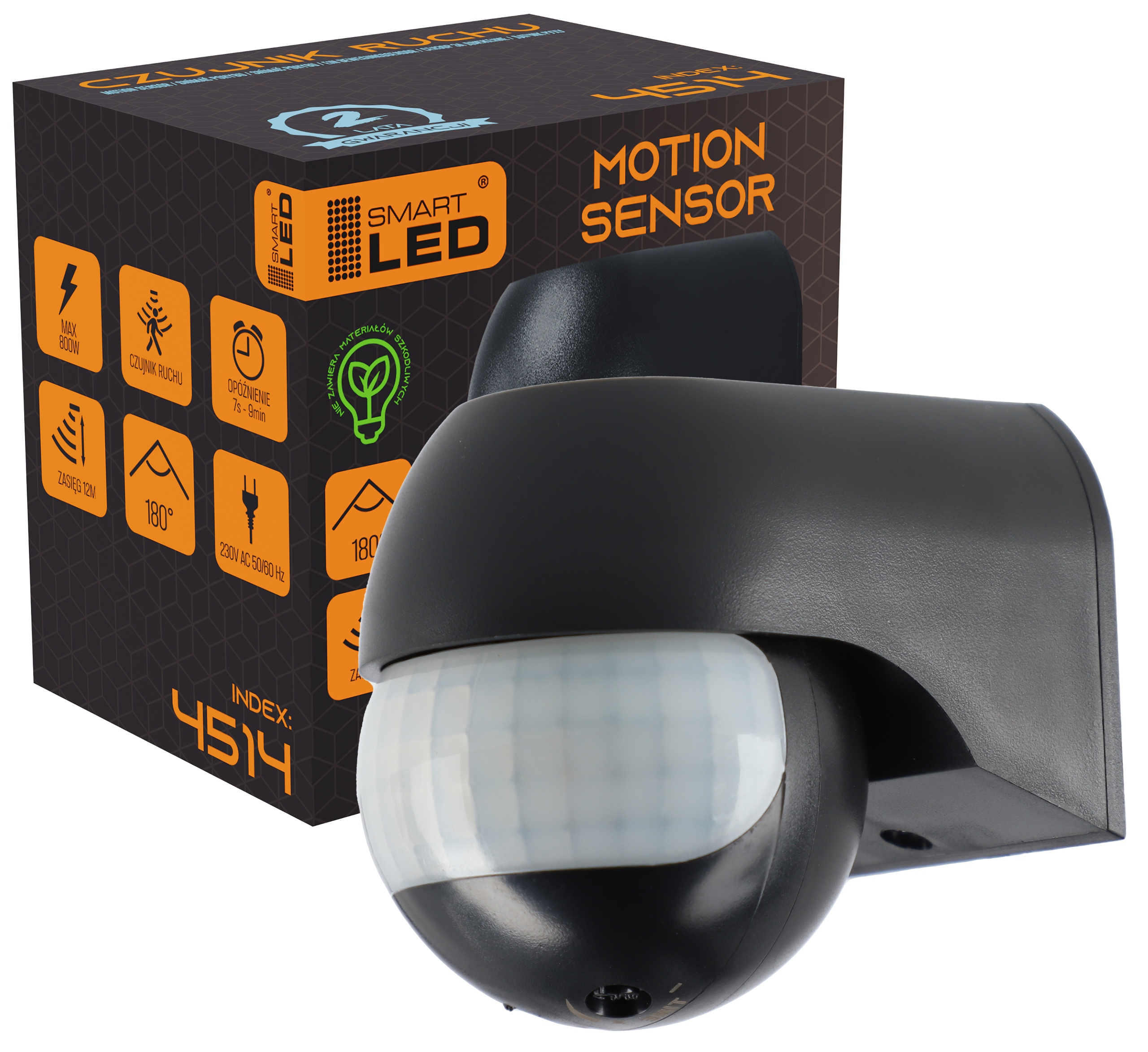 

Czujnik ruchu Led Pir IP44 800W czarny