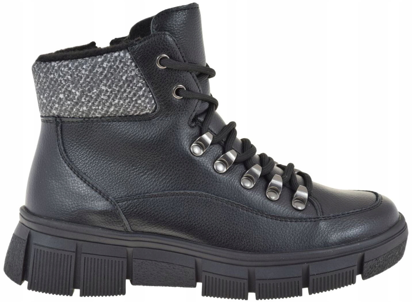 Módní dámské kotníkové boty Cambell 25-19346BK z přírodní kůže, černé VEL.38