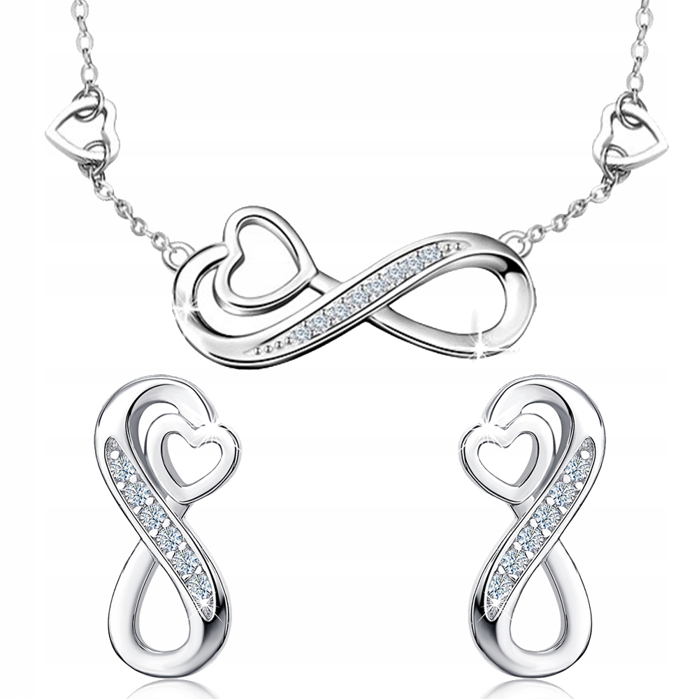 

Komplet Pięknej Srebrnej Biżuterii Damskiej 925