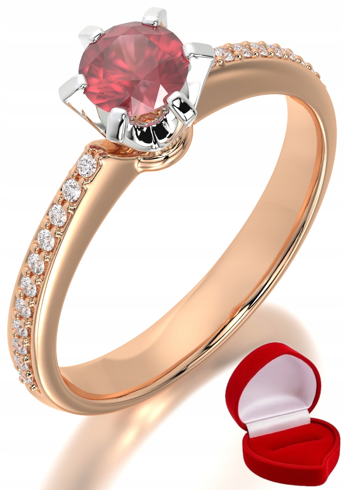 Zlatý Prstýnek 585 14k Rubín 0,30 ct Růžové Zlato R22
