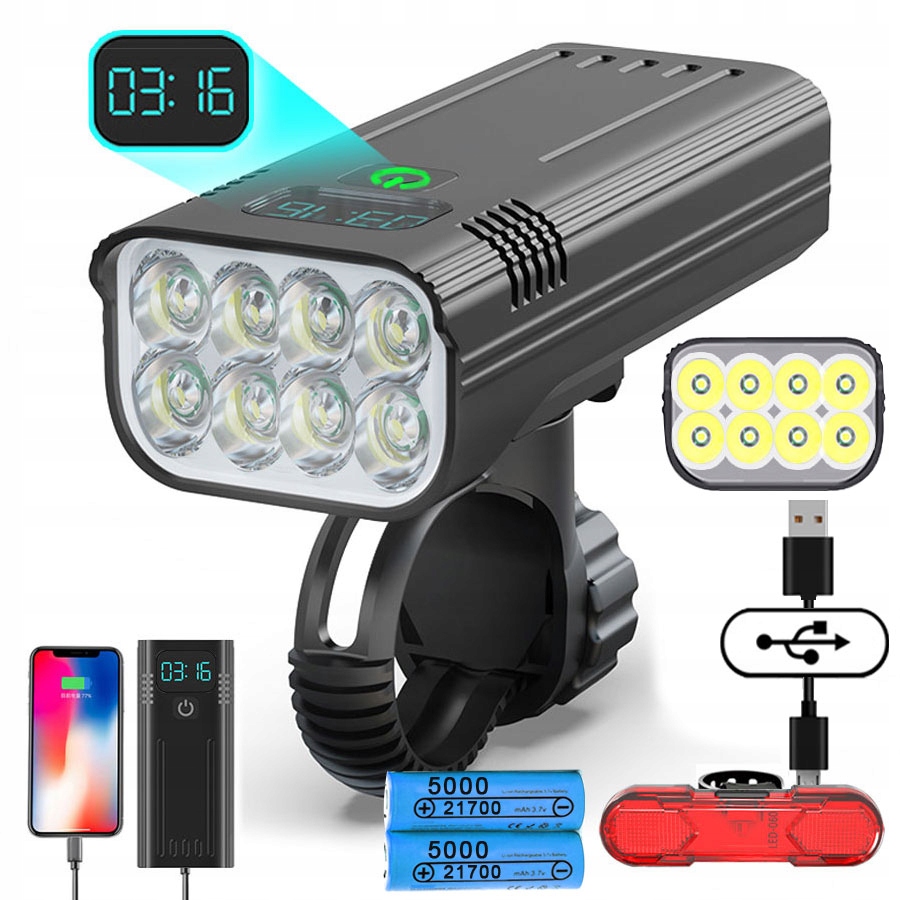 LAMPKA ROWEROWA LED OŚWIETLENIE ROWER PRZÓD TYŁ Kod producenta a5455