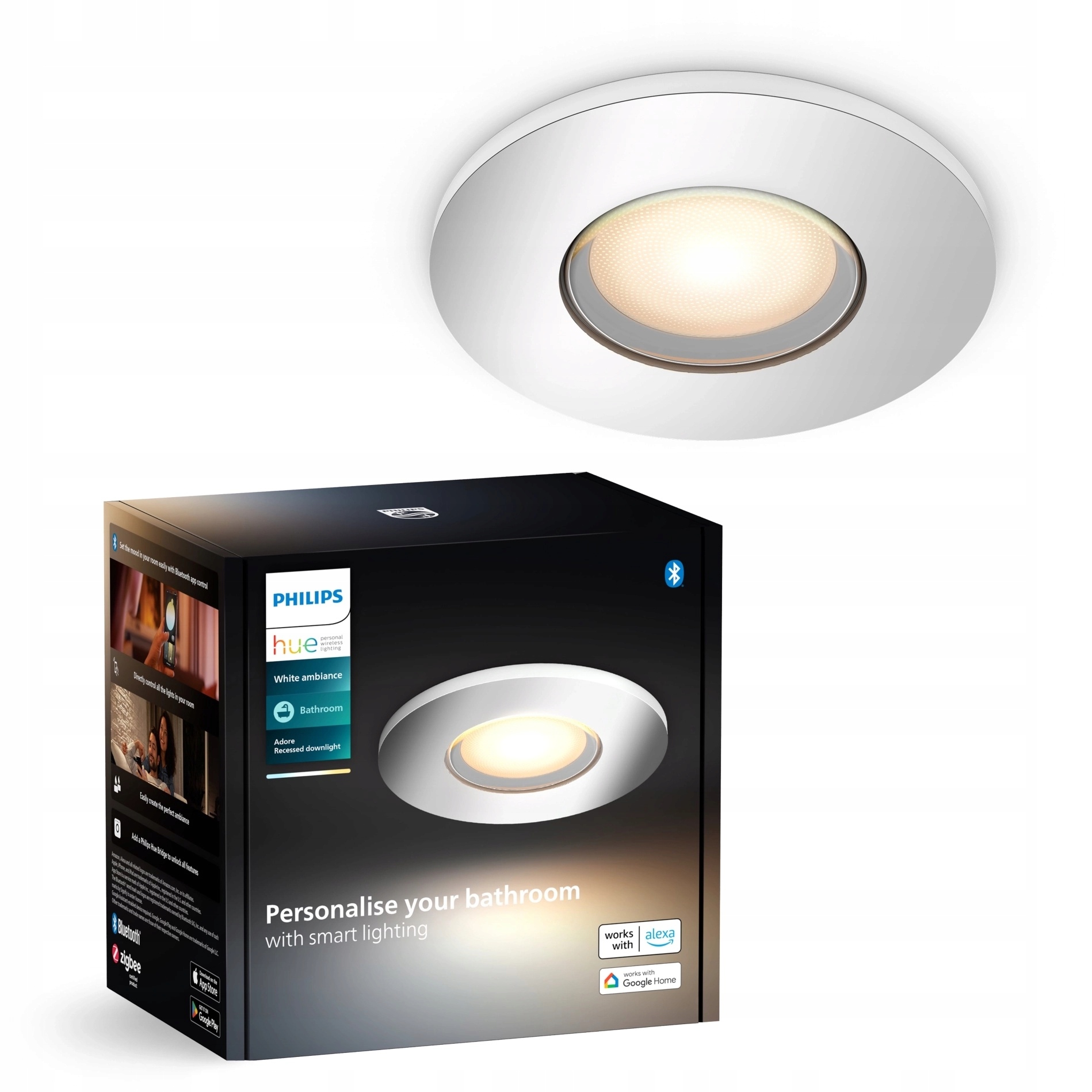 Zápustné Led svítidlo GU10 IP44 do koupelny, chromové, Zigbee Adore Philips Hue