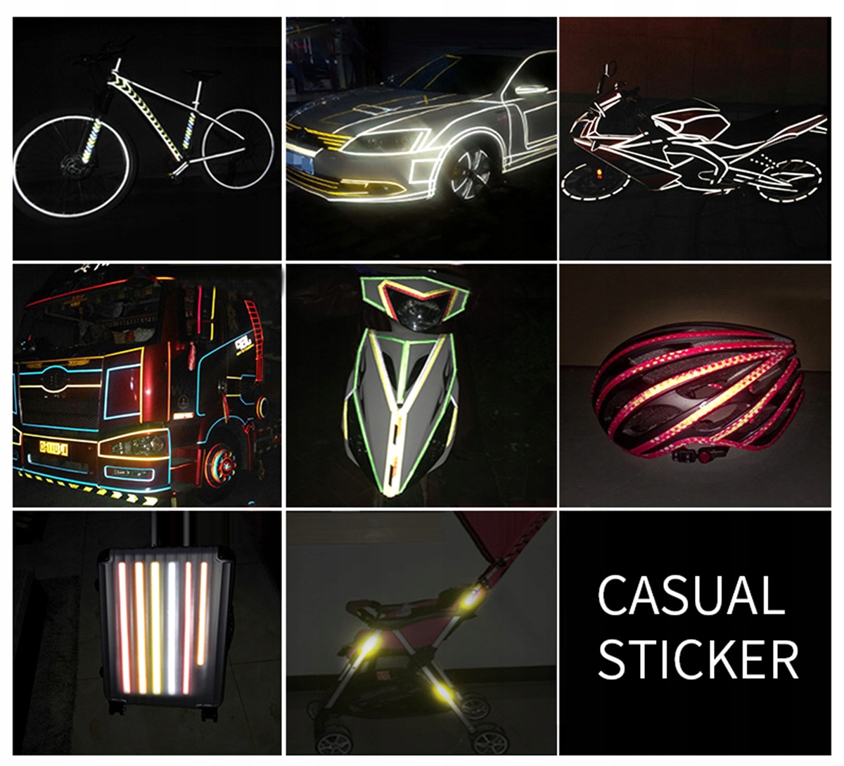 TAŚMA ODBLASKOWA SAMOPRZYLEPNA NAKLEJKA NA ROWER TAŚMA 3M ODBLASK 8M AG402C Długość 10 mm