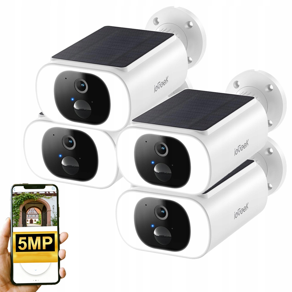 4 Kusy Solární Wifi Kamera 5MPX Inteligentní Venkovní Ip Bezdrátová