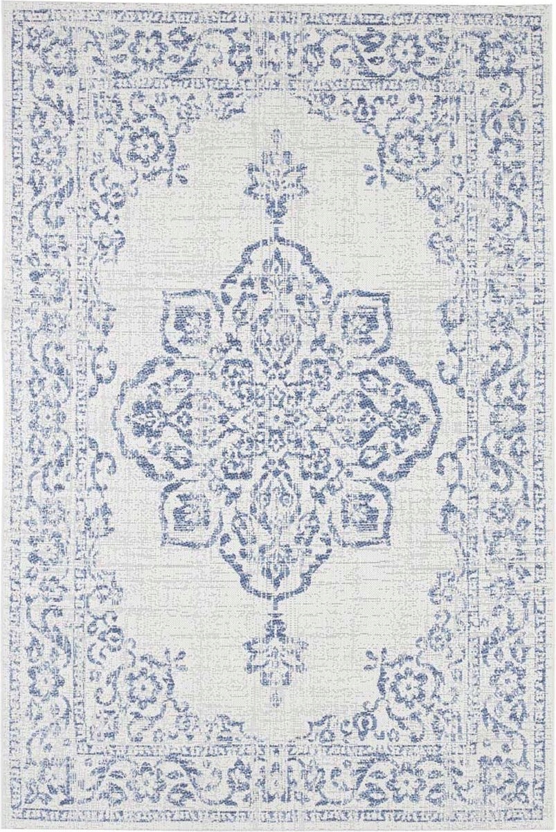 Vonkajší koberec na terasu 240 x 340 cm typu sisal, plochý, tkaný, modrý