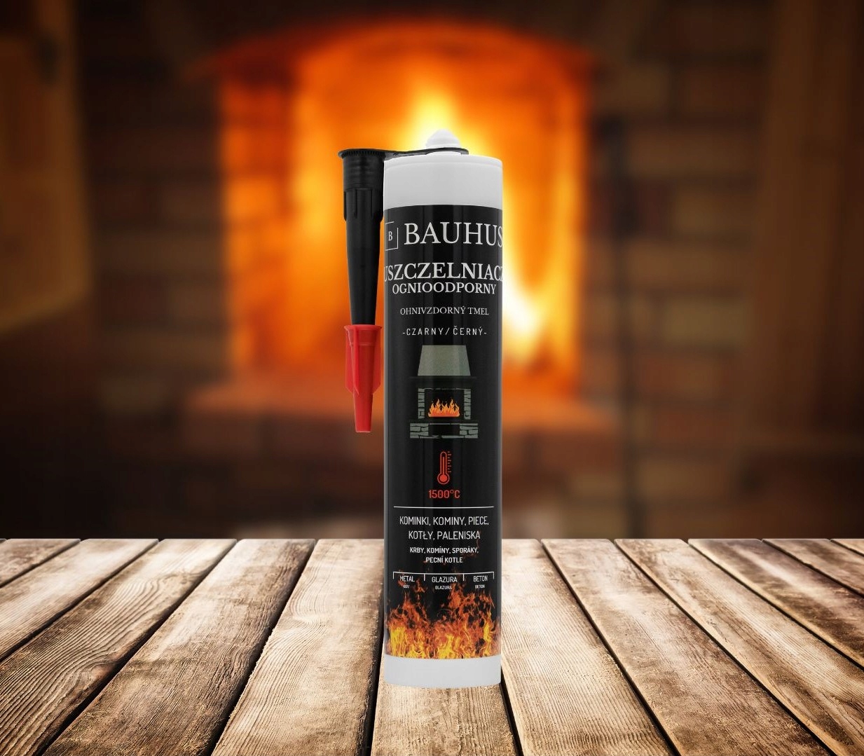 USZCZELNIACZ SILIKON KOMINKOWY OGNIOODPORNY 1500°C Czarny Stan opakowania oryginalne