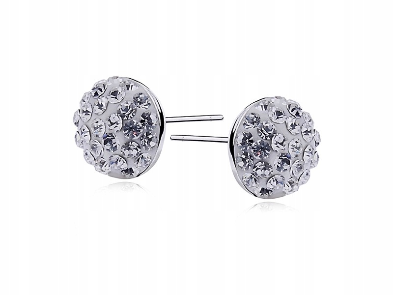 

Srebrne Kolczyki Shamballa Swarovski Półkulki