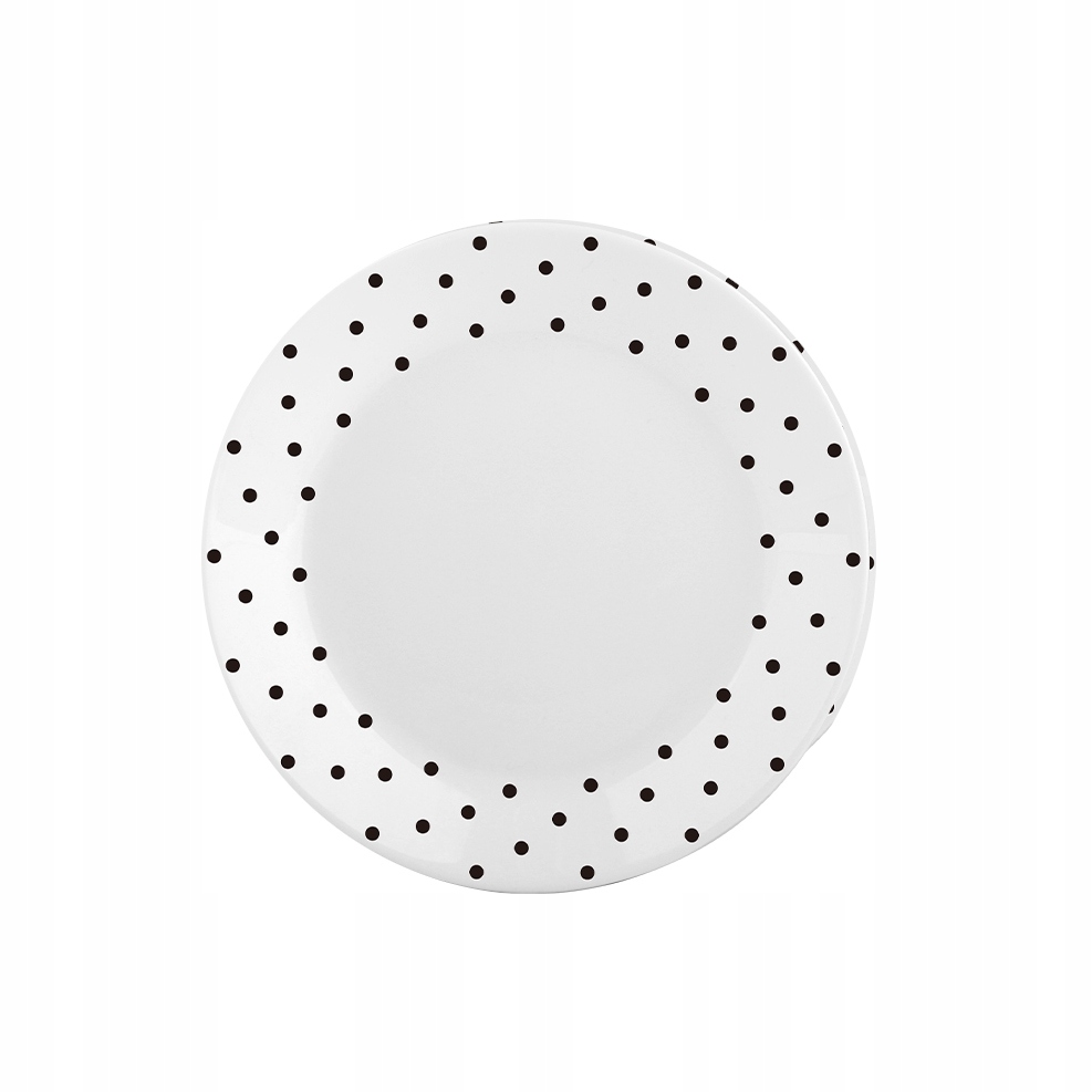 SERWIS OBIADOWY 18 ELEM DLA 6 OSÓB KPL TALERZY ZE ZDOBIENIEM W KROPKI SZKŁO