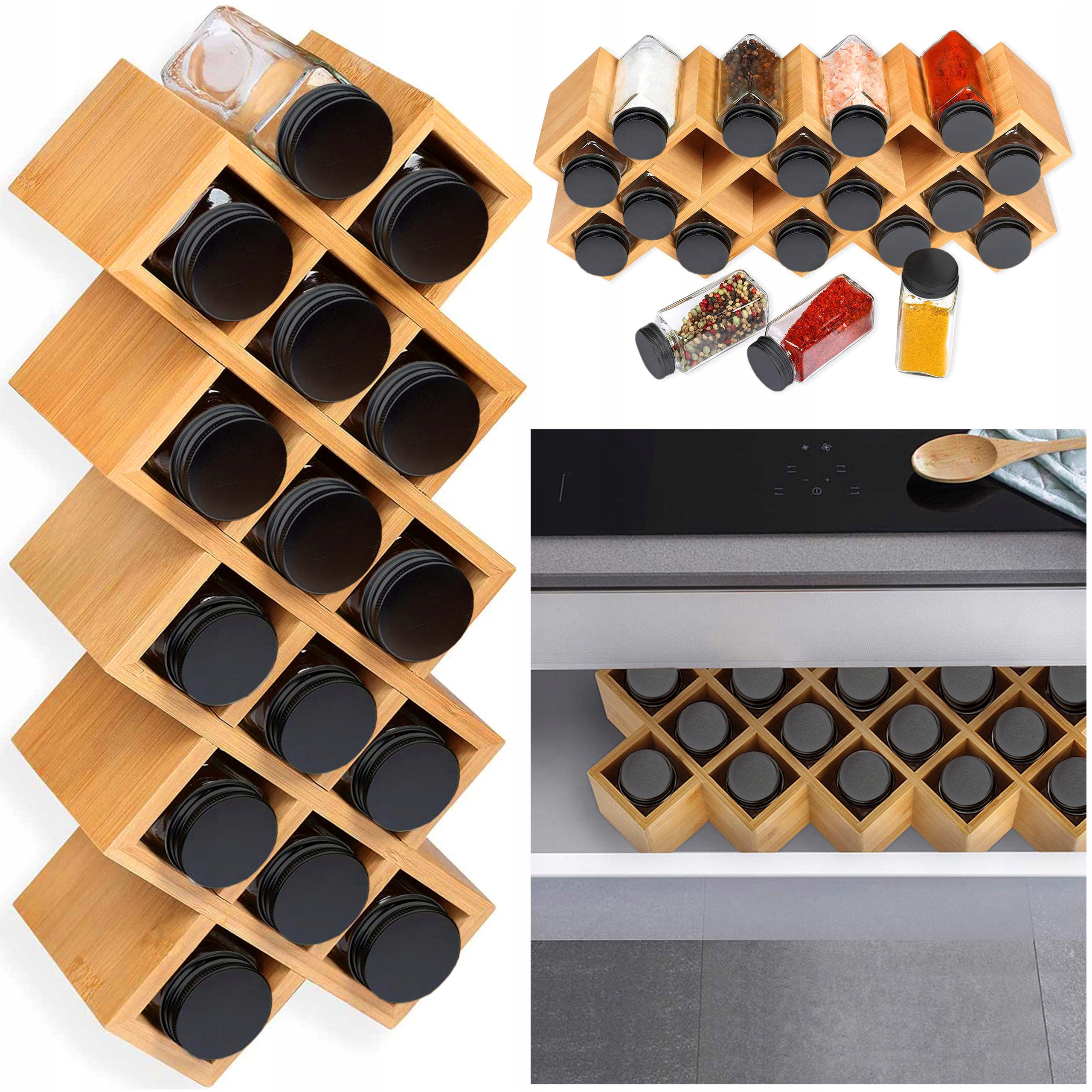 STOJAK NA PRZYPRAWY PRZYPRAWNIK ORGANIZER BAMBUSOWY DREWNIANY SŁOICZKI Kod producenta 5902340328323