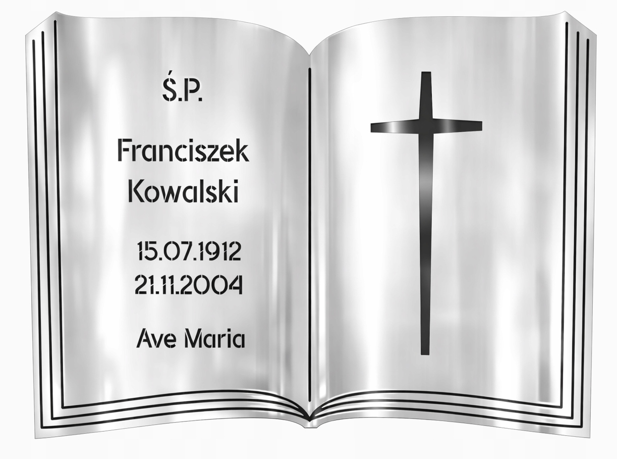 Náhrobní deska náhrobní 30x29 cm elegantní nerezová ocel Cnc kniha