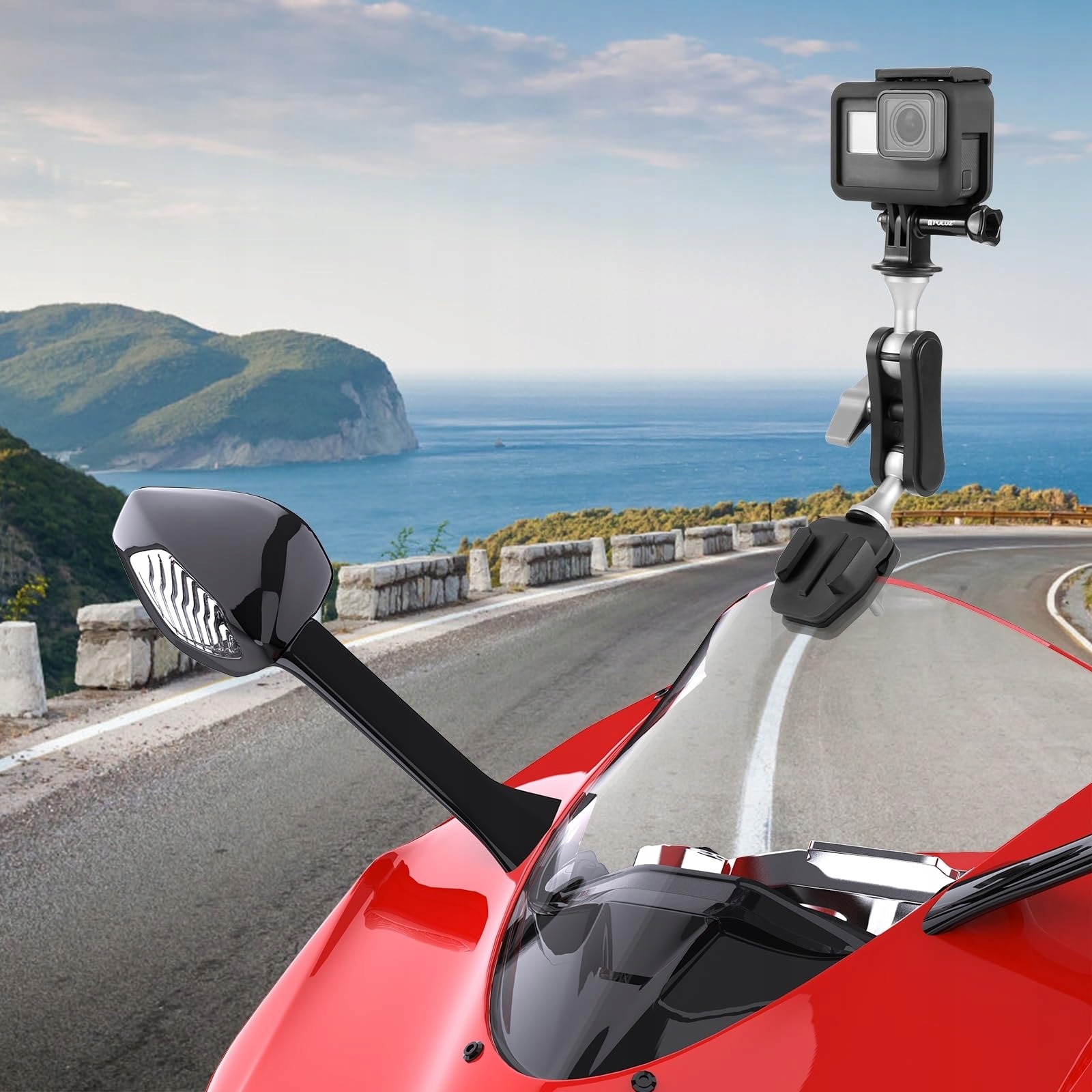 PULUZ Uchwyt Motocyklowy Do Kamer GoPro Osmo Insta360 Action — miniatura 8