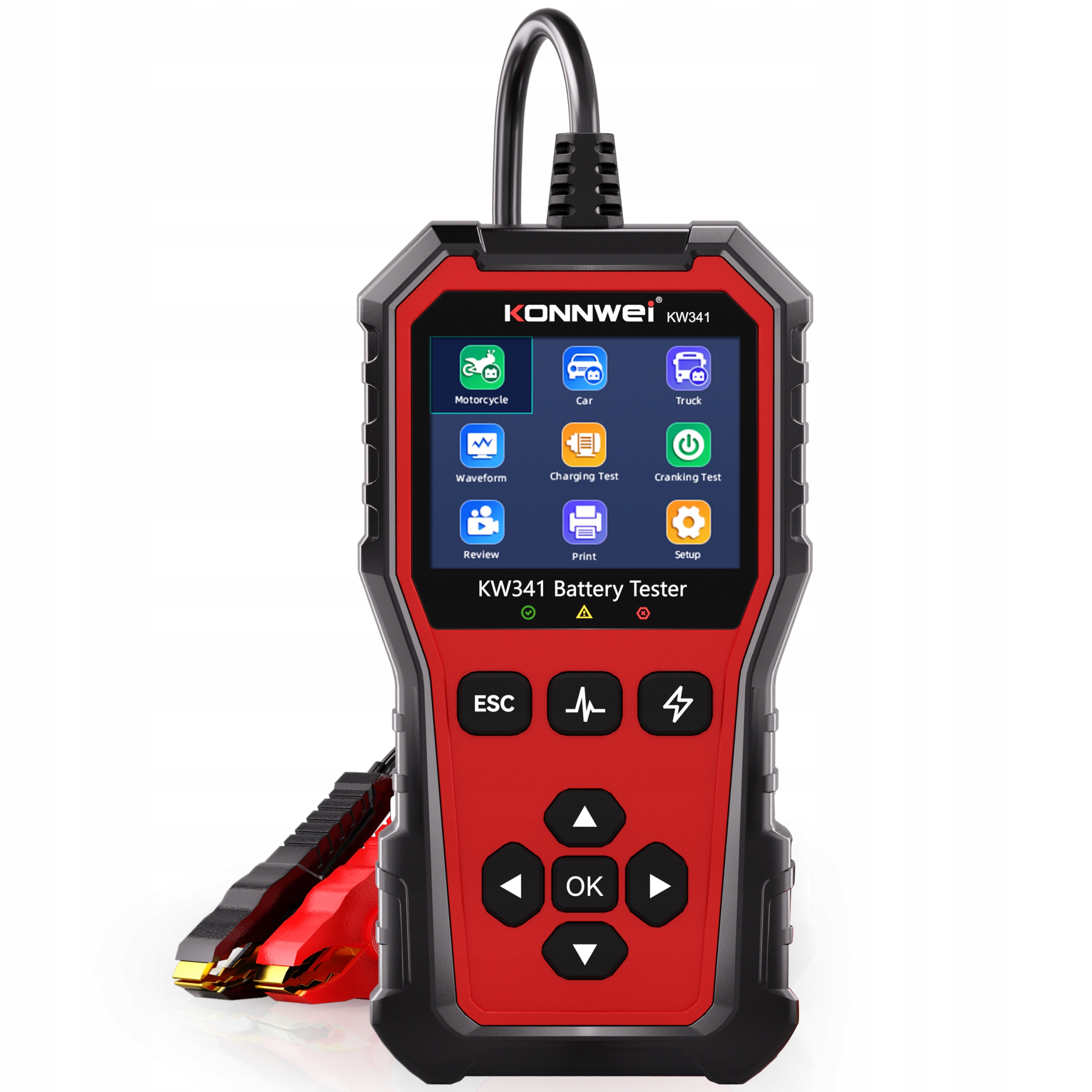 Konnwei KW341 tester akumulatorów 6V 12V 24V test ładowania, żywotności
