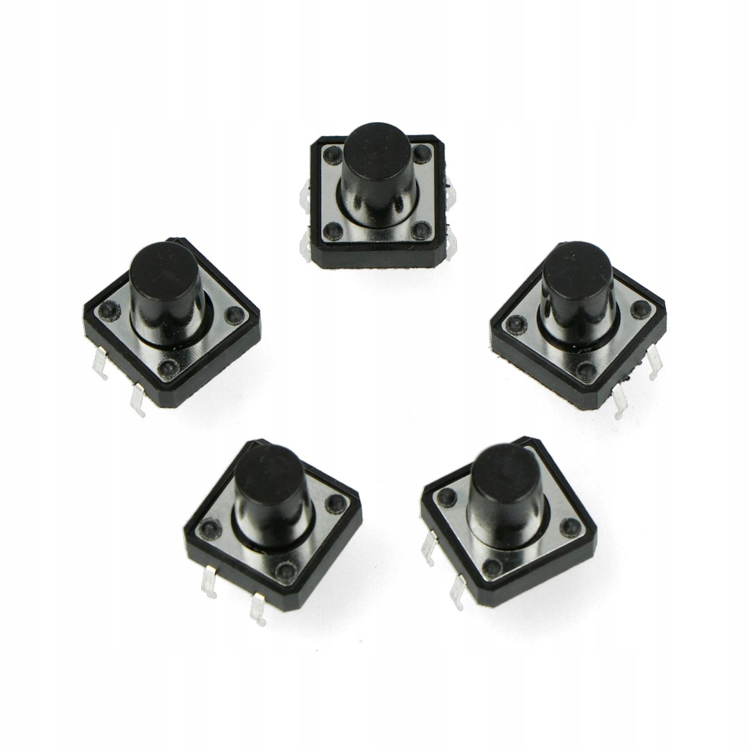 

Tact Switch 12x12, 11mm Tht 4pin czarny 5szt