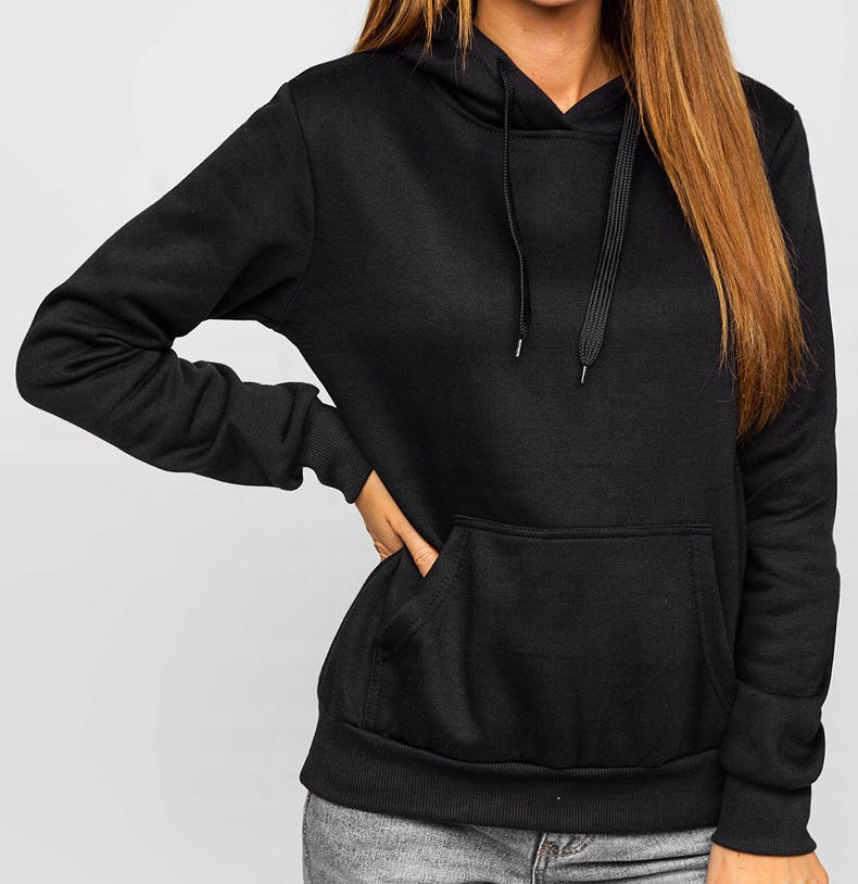 Damska bluza dresowa kangurka z kapturem L czarna Marka J STYLE