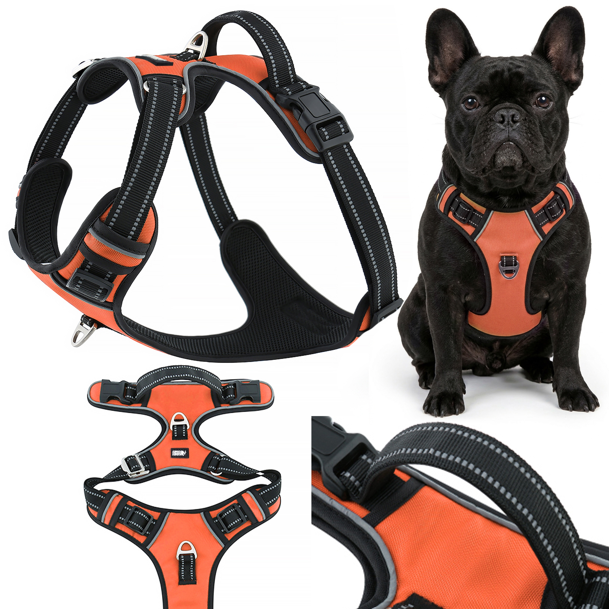 Szelki dla psa buldoga francuskiego bezuciskowe guard Huggy Doggy mocne M