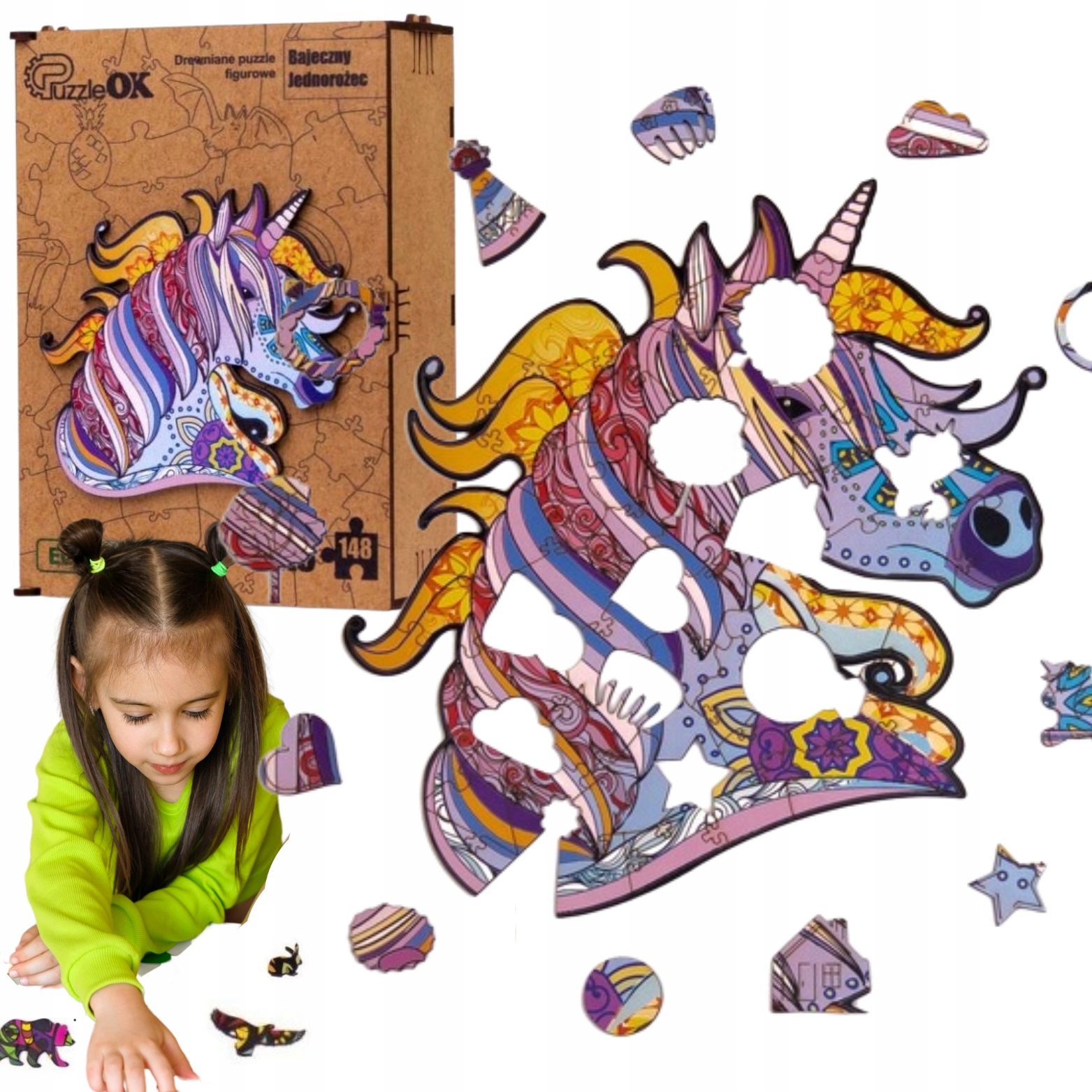

Puzzle Drewniane Układanka Jednorożec Kucyk Koloro
