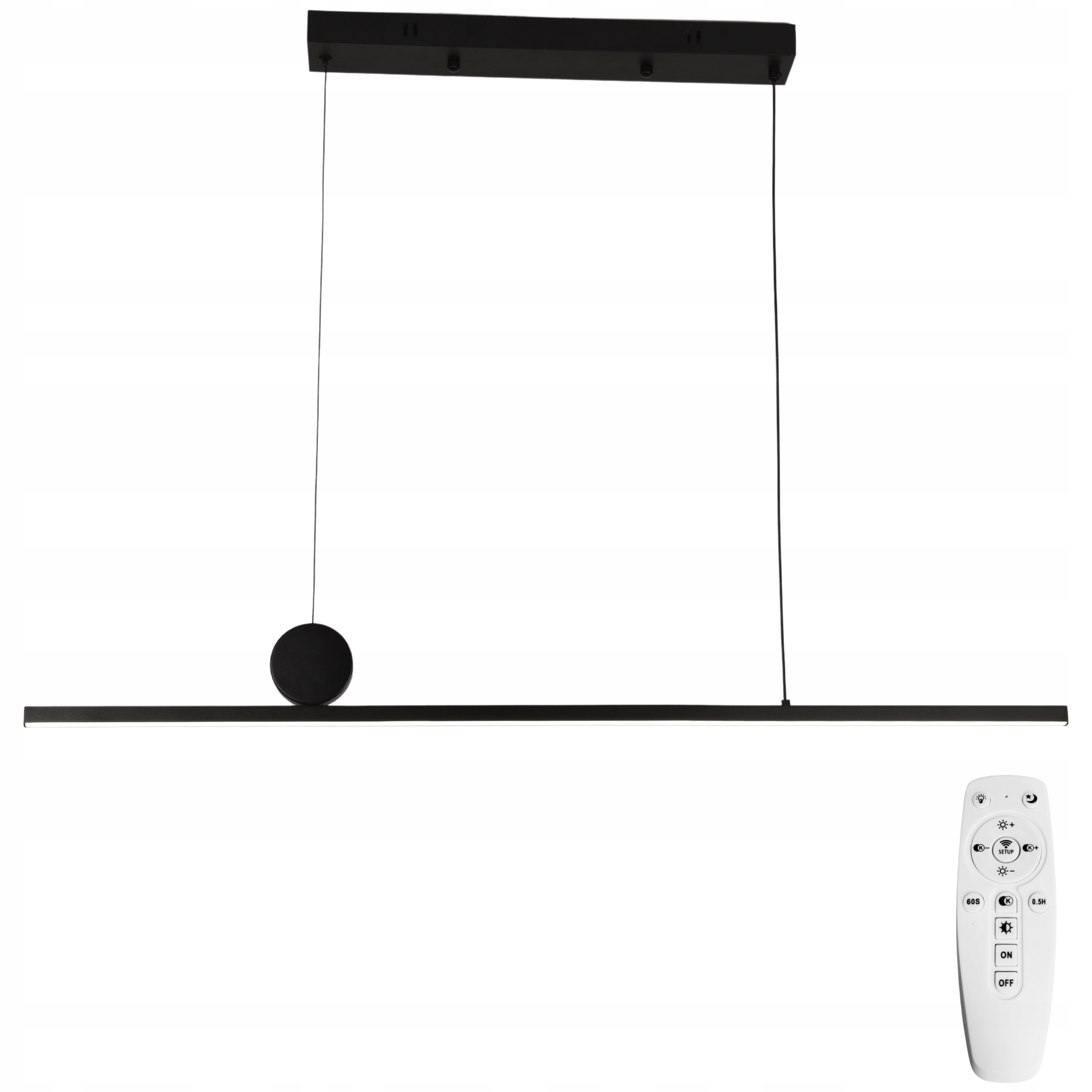 Lampa Sufitowa modern wisząca Żyrandol Led Pilot 48W 100cm czarna nad stoł