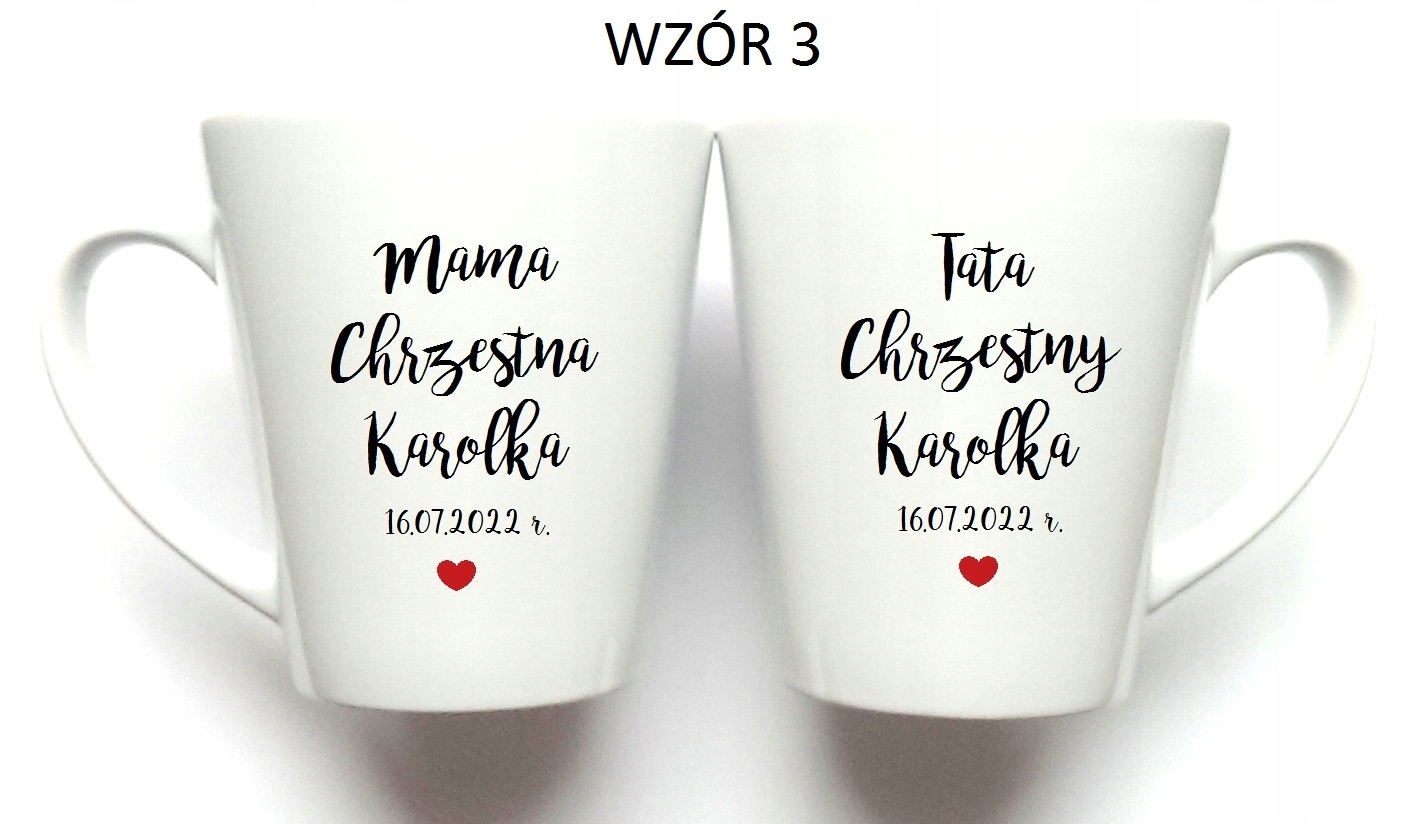 Podziękowania dla rodziców chrzestnych 2 kubki Rodzaj inny