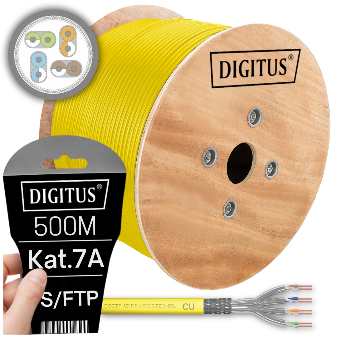 Síťový Kabel Kroucený Kabel Lan RJ45 Sftp Kat. KAT.7A LS0H 500 M Digitus