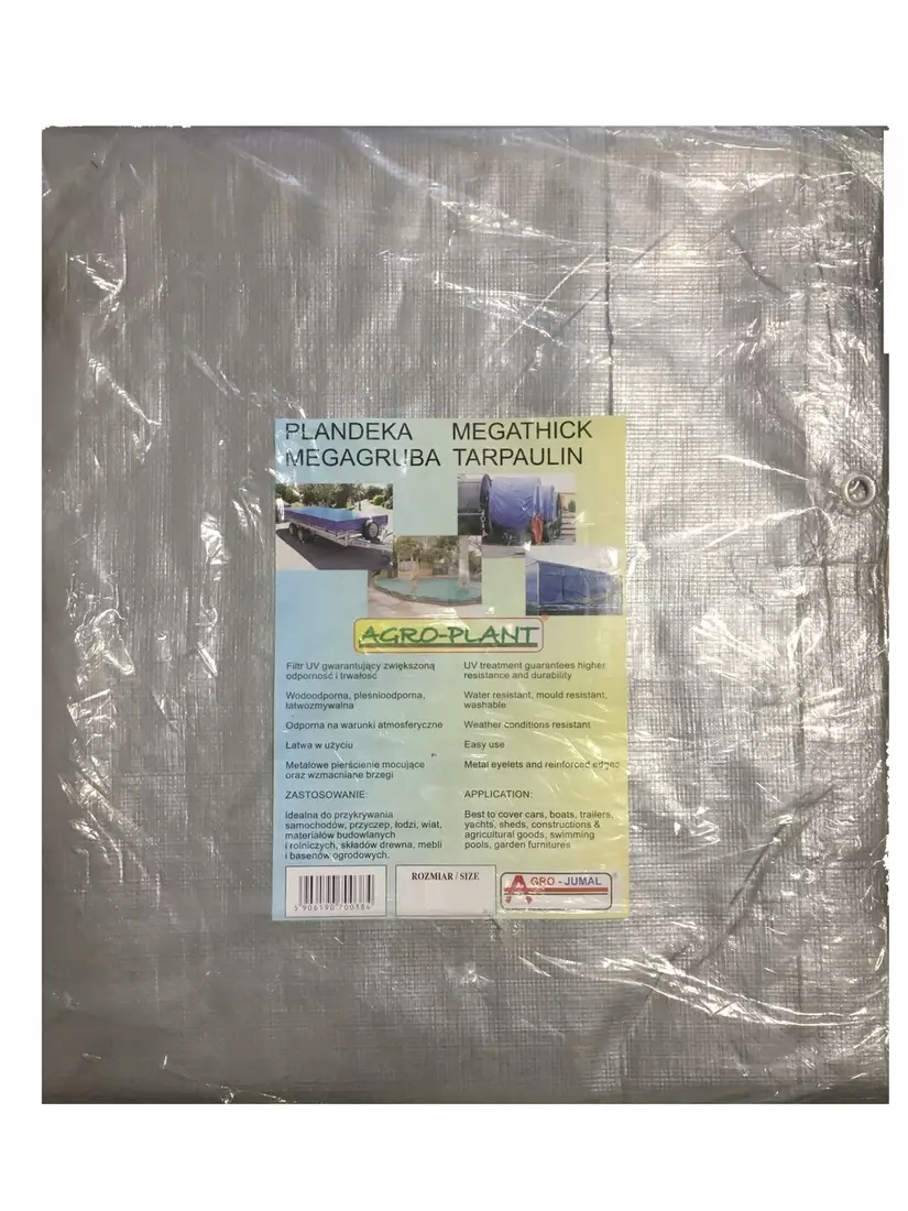 Plandeka 10x12m (130g) srebrna Agro-Jumal wodoodporna wzmocniona krawędź