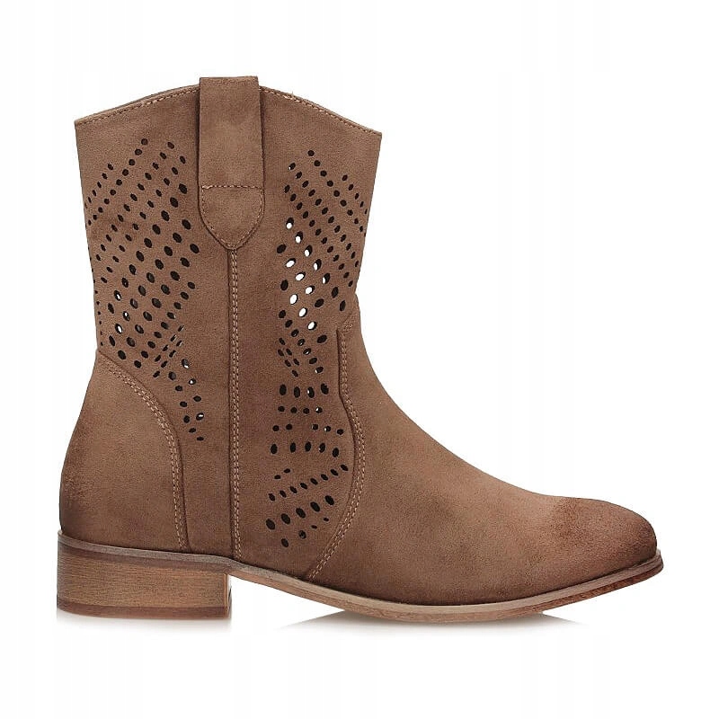 Dámské kotníkové boty Potocki 26-12455BG béžové s děrovaným zipem