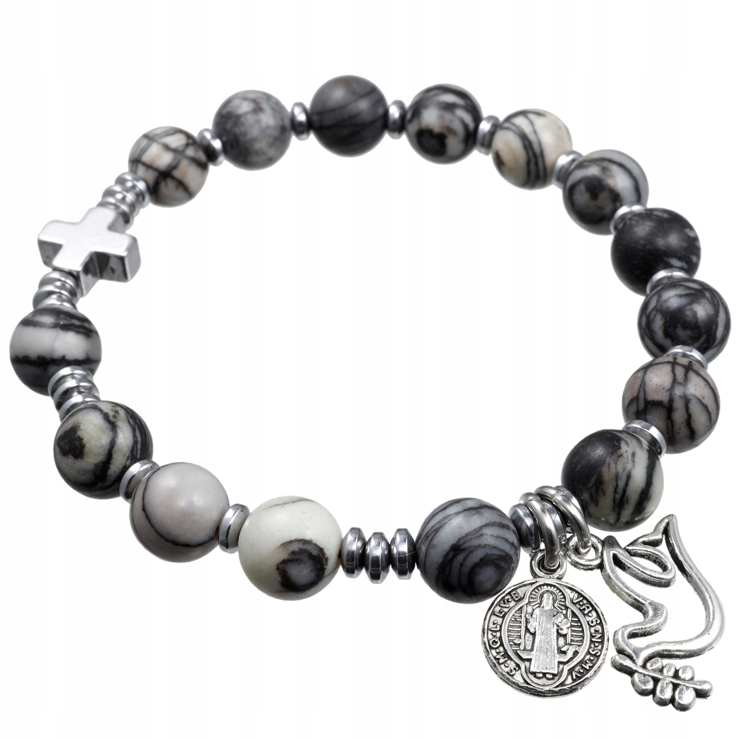 Dámský náramek Růženec na ruku desítka z kamenů Jaspis Spider Web