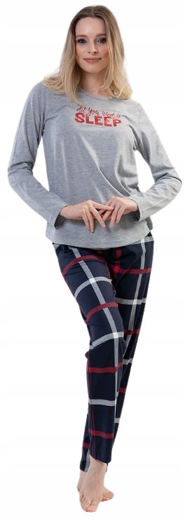 Modro-šedé Pyžamo Nápis Z Červeného Třpytu All You Need Is Sleep L