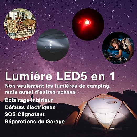 Wielofunkcyjna Lampa kempingowa solarna LED 5w1 USB Kolor dominujący biały