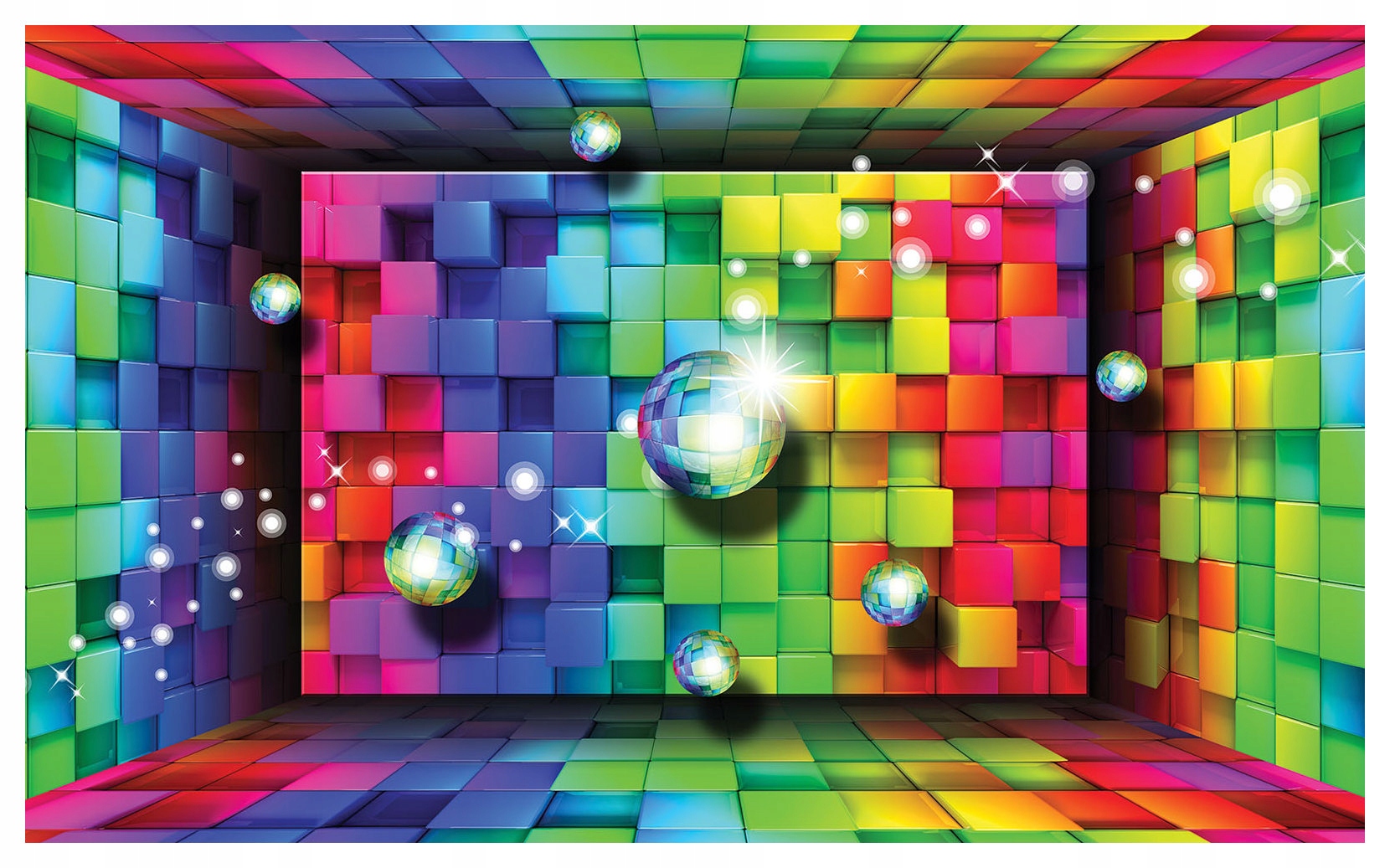 Fototapeta Flizelina Kostky Disco Párty atmosféra v domě 312x219 lepidlo