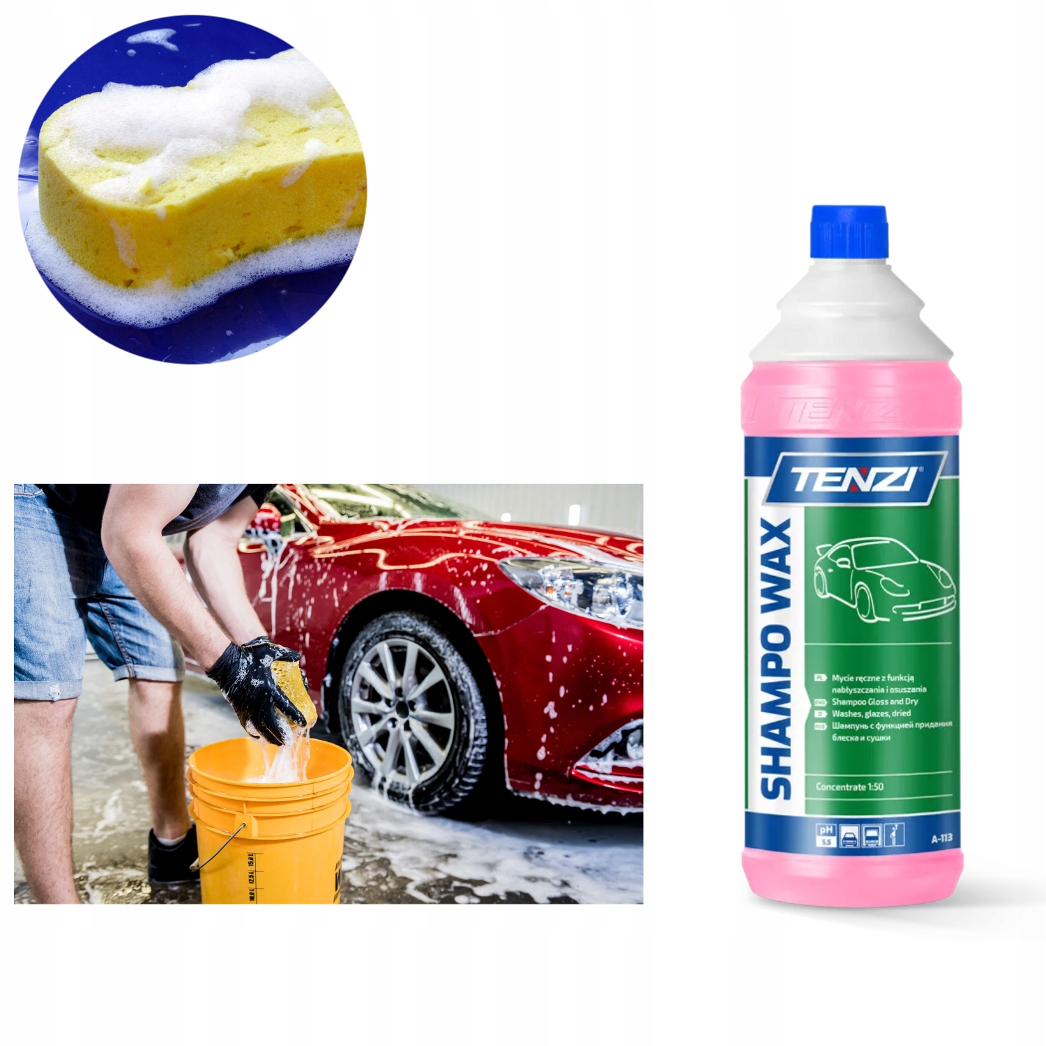 Szampon samochodowy z woskiem carnauba do mycia auta Tenzi Shampo Wax 1L