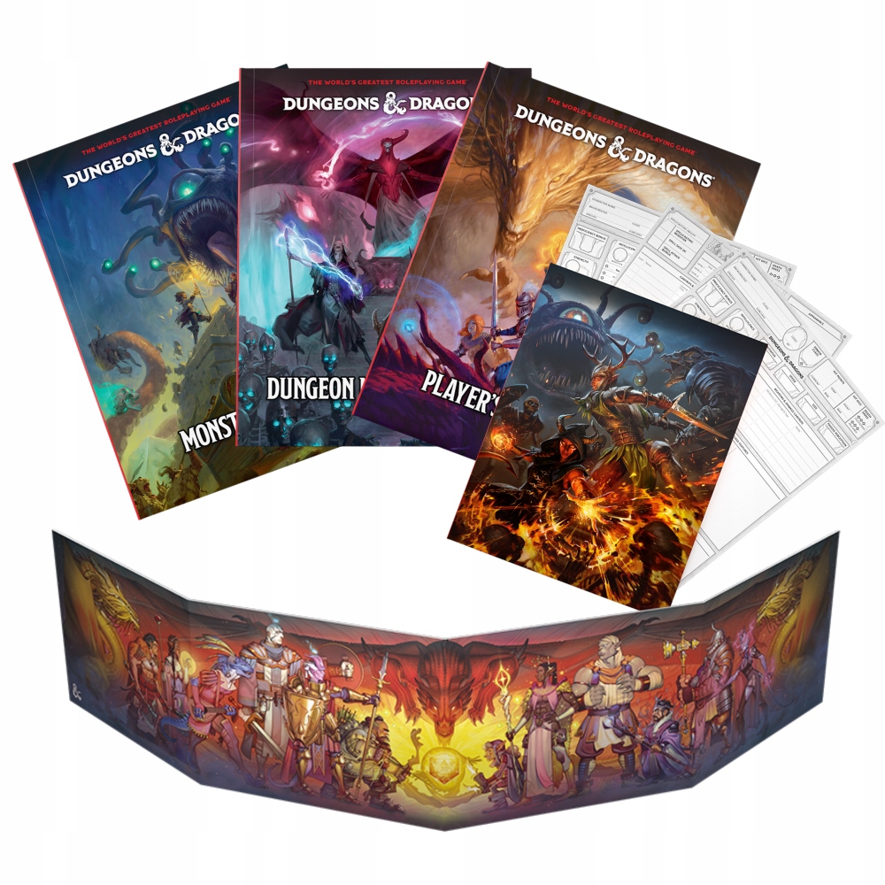 DND 2024 PLAYER'S + MASTER'S GUIDE + MONSTER MANUAL + SCREEN + CHAR SHEETS