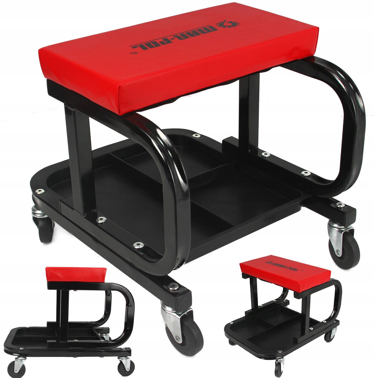 Taboret stołek warsztatowy szerokie siedzisko koła