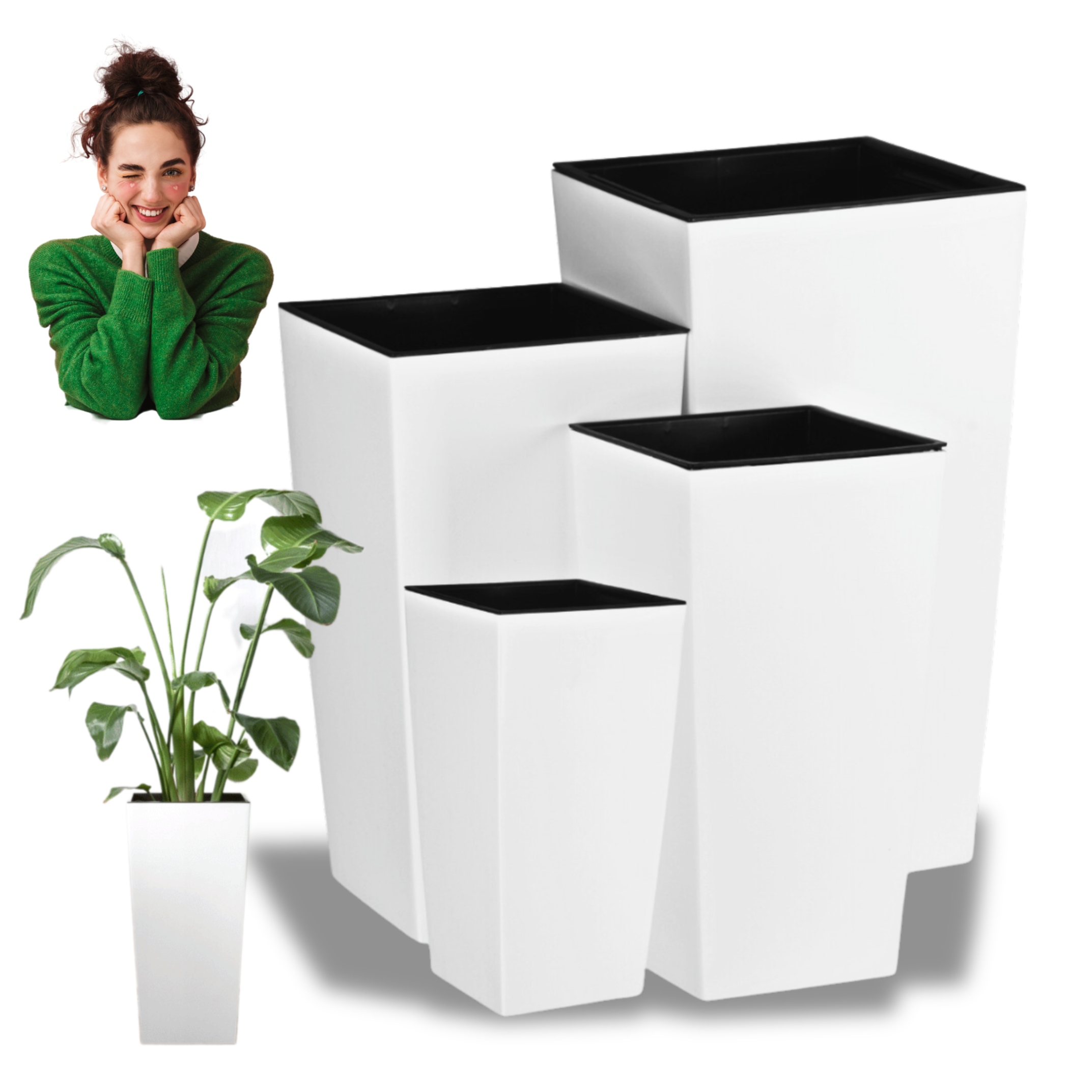 Donice Z Wkładem Balkonowe Zestaw Donic X4 Doniczka Ogrodowa Plastikowa