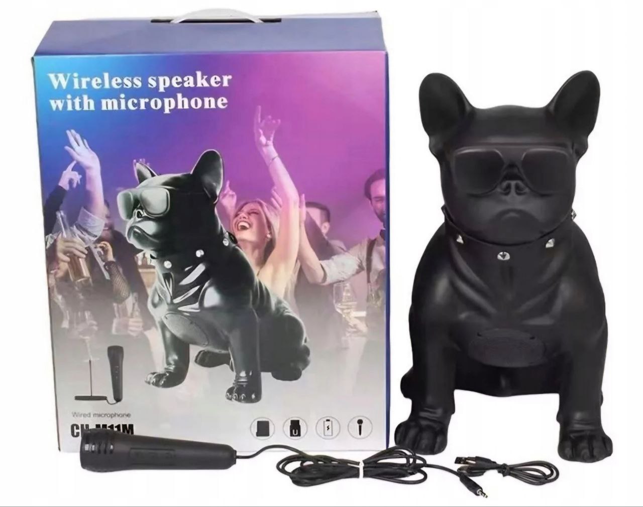 Bezdrátový Bluetooth reproduktor Pes s mikrofonem Karaoke Přehrávač hudby