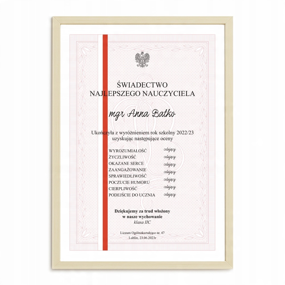 

Dla Nauczyciela Świadectwo Śmieszny Dyplom