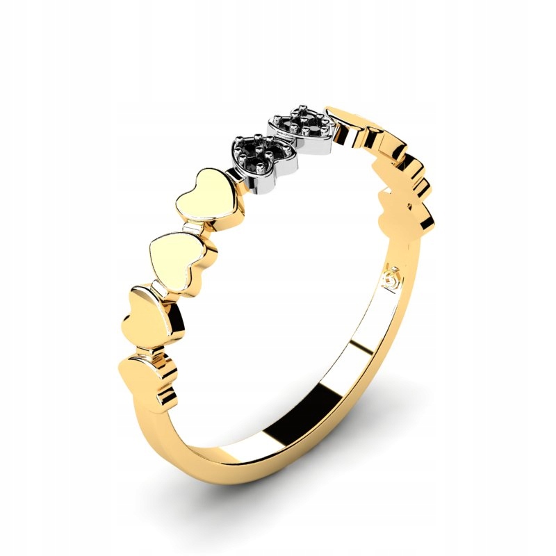 

Pierścionek Złoty Serduszka Z Czarnymi Cyrkoniami