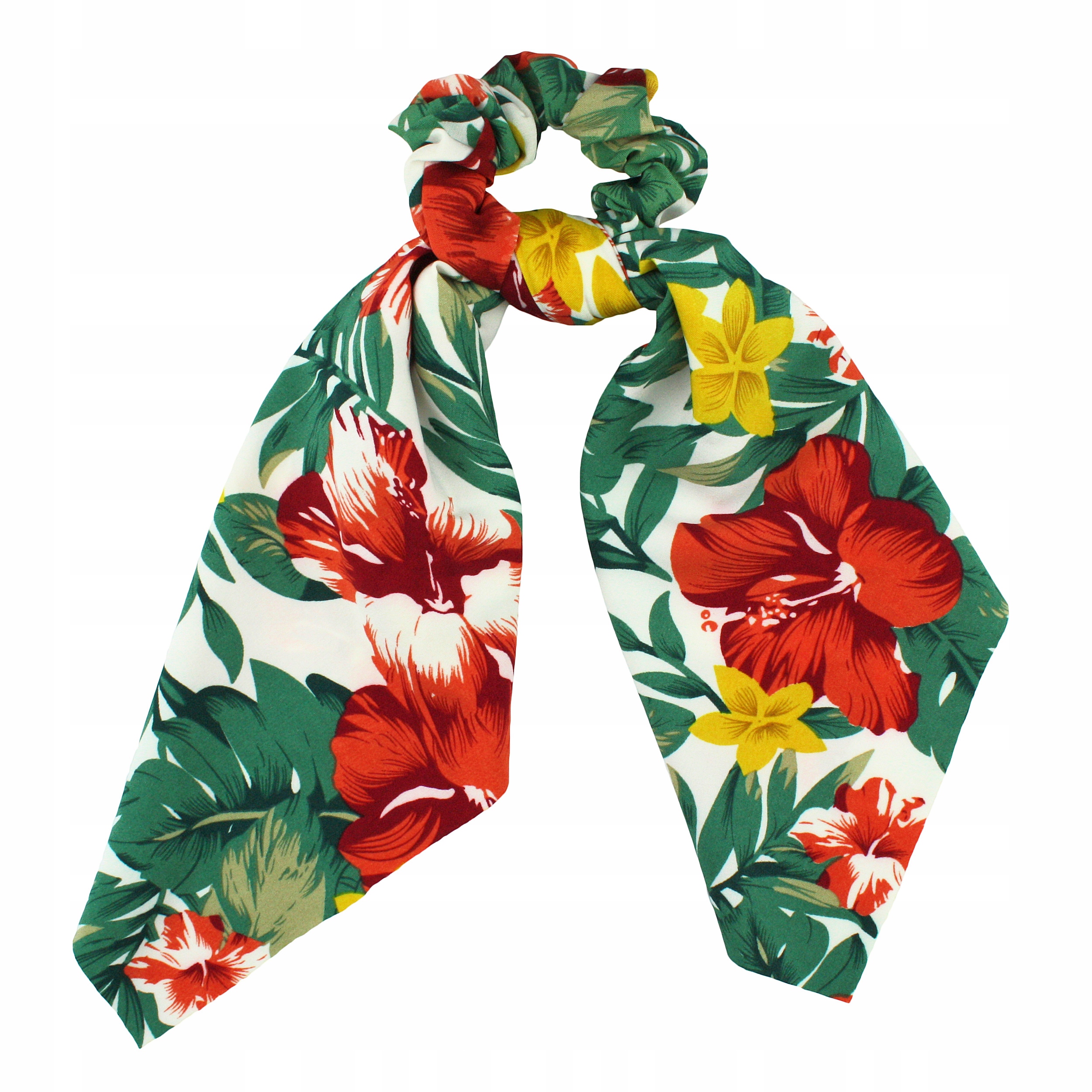 KOLOROWA GUMKA DO WŁOSÓW W KWIATY DŁUGIE SCRUNCHIE