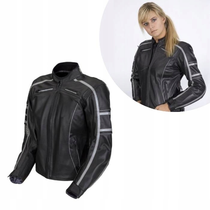 Dámska kožená motocyklová bunda Lookwell Squadra Lady čierna 34