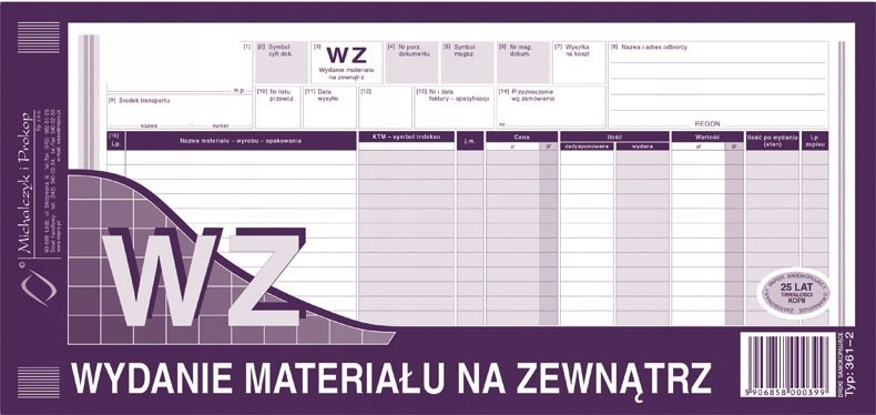 

361-2 Wz Wydanie Materiału Na Zewnątrz 1/3 A3 80k