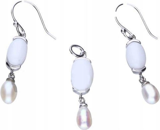 Stříbrný komplet 925 náušnice, přívěsek z perly 5,9 g jako jedinečný dárek
