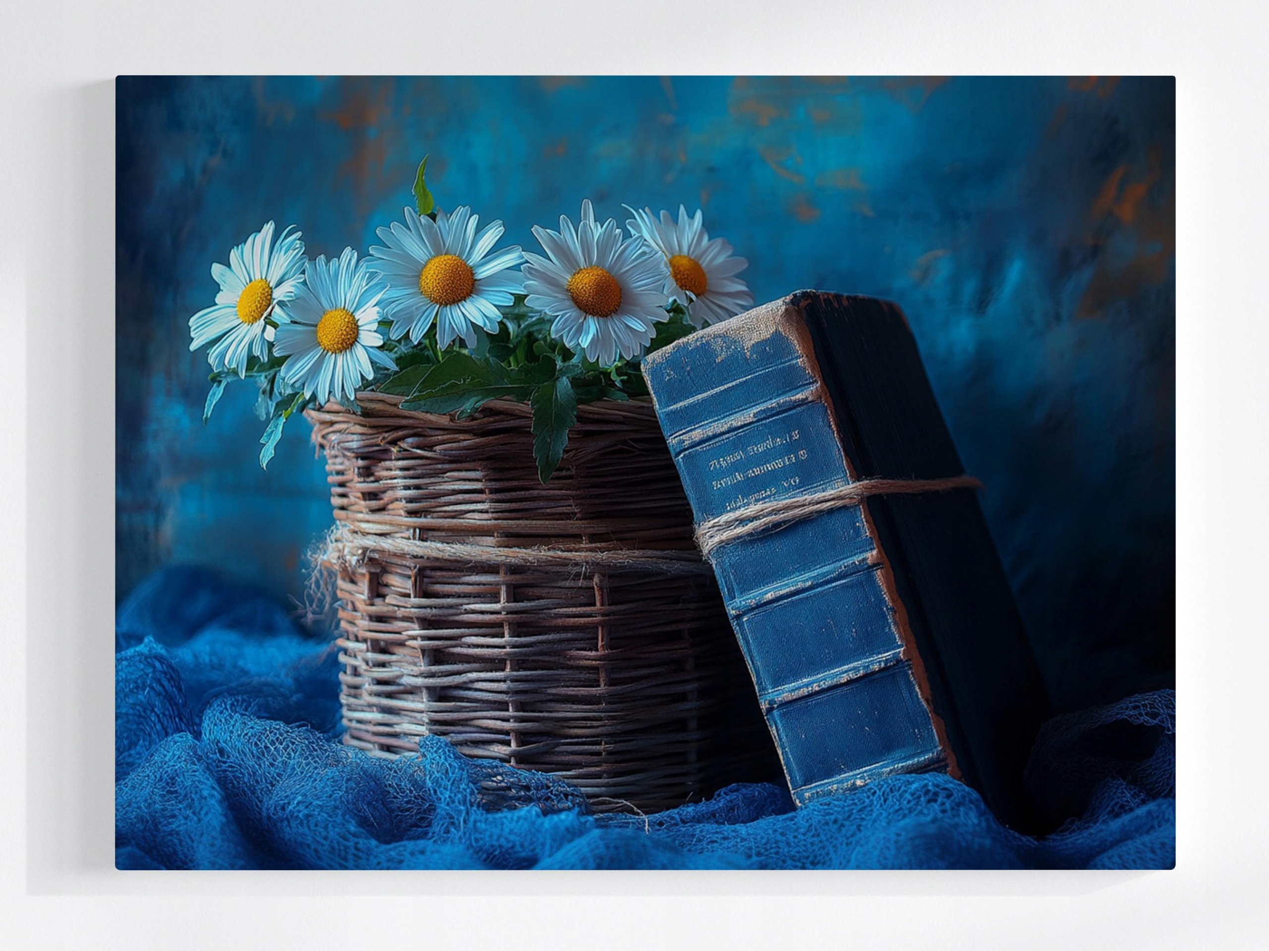 Obraz Na Plátně Canvas Kniha Moudrost Vědění Květiny Sedmikrásky Koš 100x75