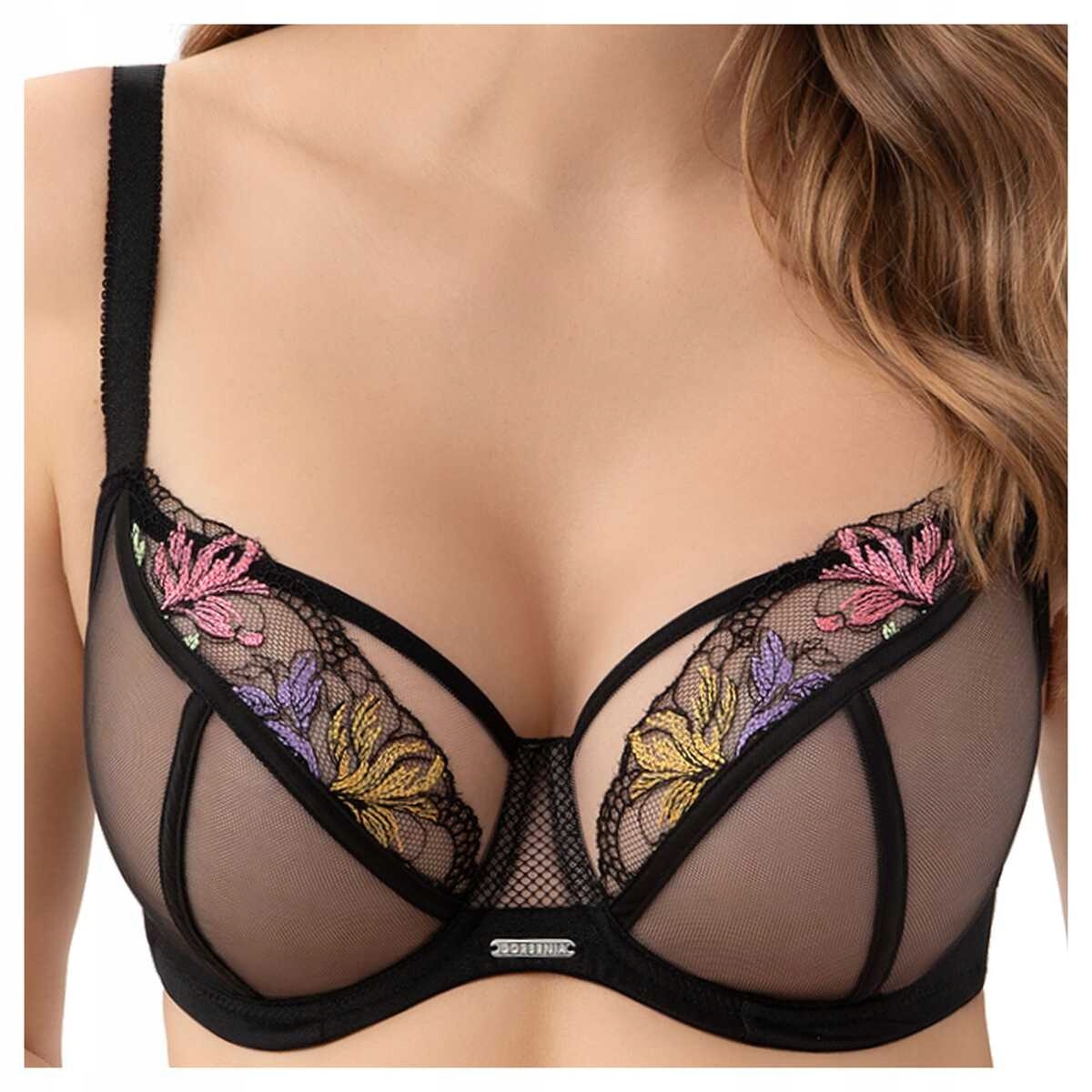 Gorsenia Měkká podprsenka s výšivkou soft Lilu 002 černá 85K