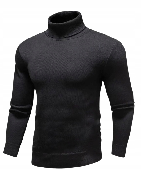 Elegancki Sweter Męski Golf CZARNY-XL